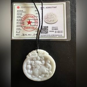 Certified jadeite dragon pendant ships Usa only